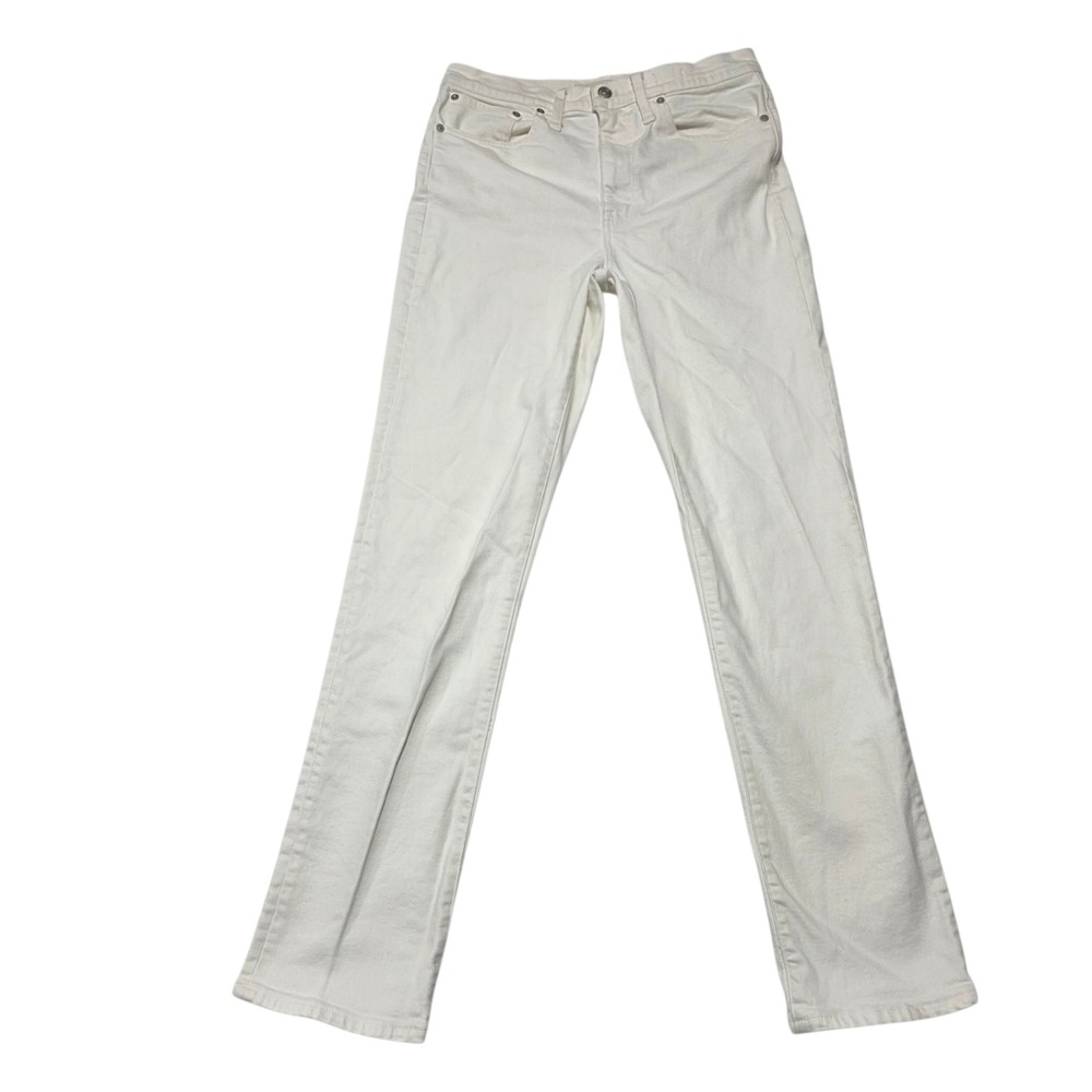 Madewell High-Rise Slim Boyjean Women 27T White Denim Tall Stretch Pants
